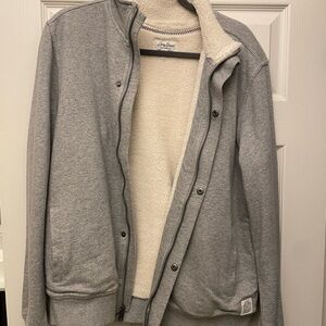 Lucky Brand Gray Lightweight Sherpa-Lined Shirt Jacket